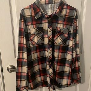 Women’s plaid button up top